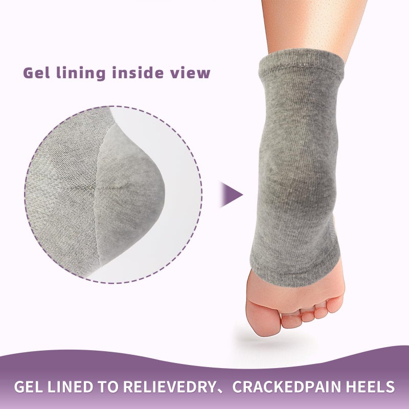 Untrytb 2 Pairs Silicone Socks for Dry Cracked Feet Women  Moisturizing Heel Socks  Gel Toeless Lotion Sock  Moisture Silicon Foot Sock for Cracked Heels Overnight by Untrytb - Image 2